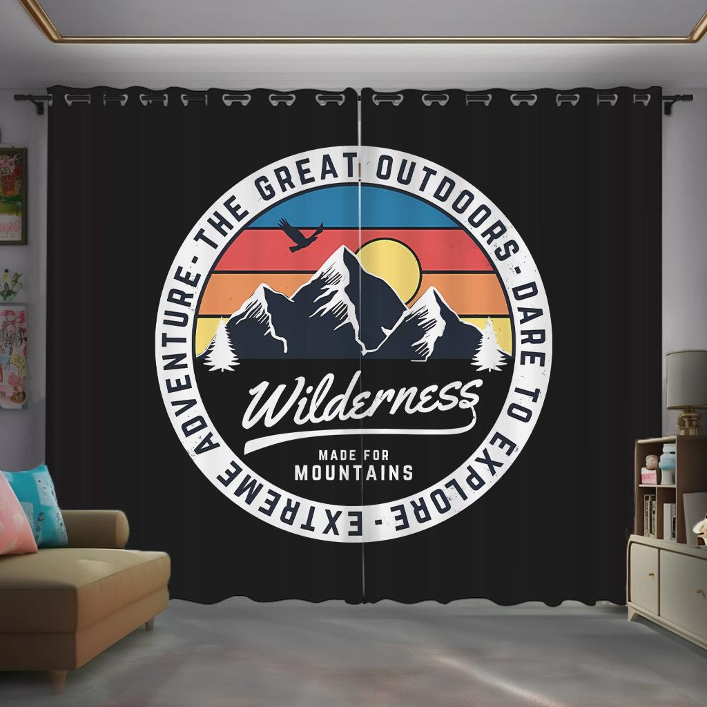 2 Panel American Vintage Industrial Curtain Custom Hipster Studio Semi-blackout Male Bedroom Living Room Kitchen Window Curtain