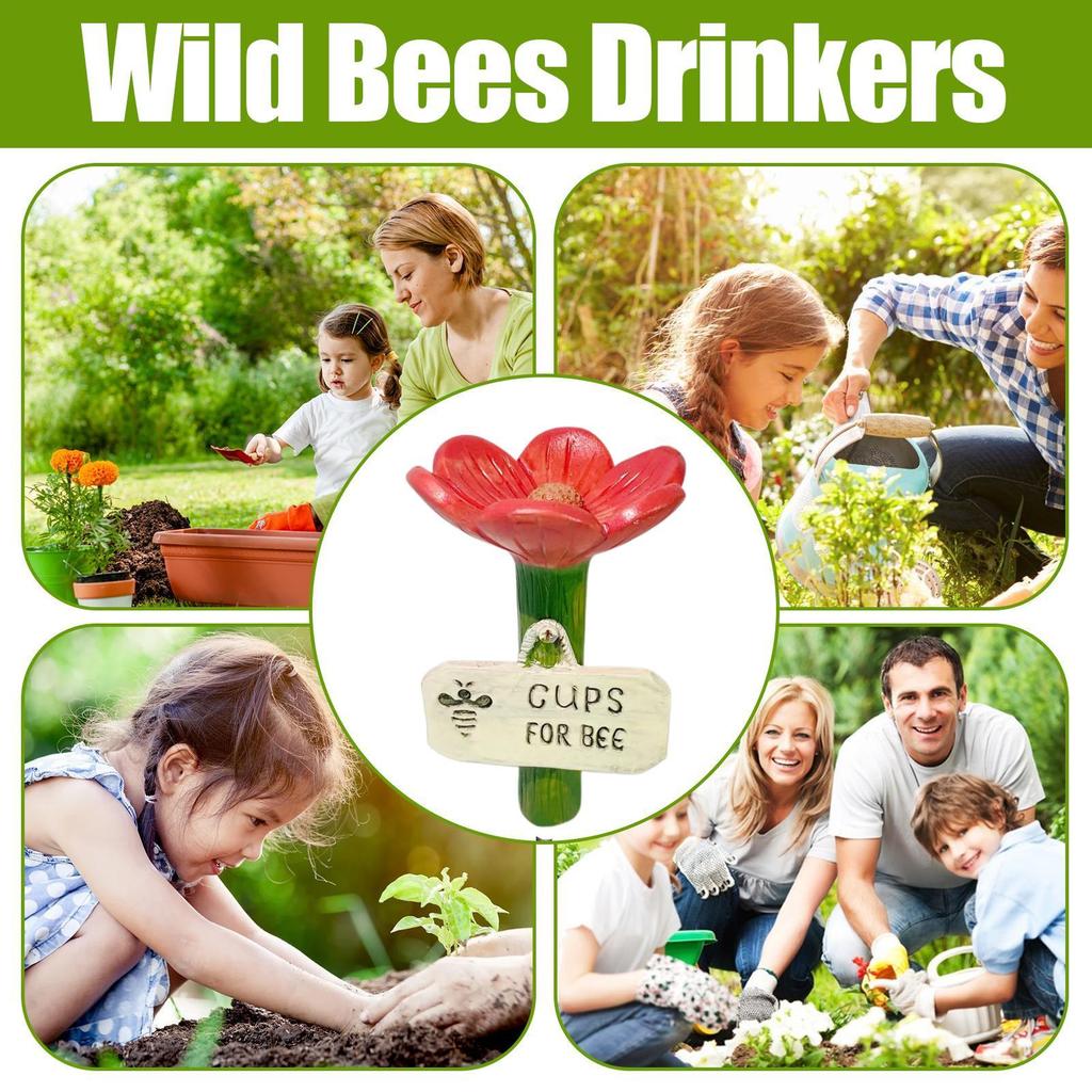 Bee Waterers For Garden Bee Pollinator Feeder Drinking Cups Flower Shape Watering Stations Colorful Butterfly Hygienic Cups