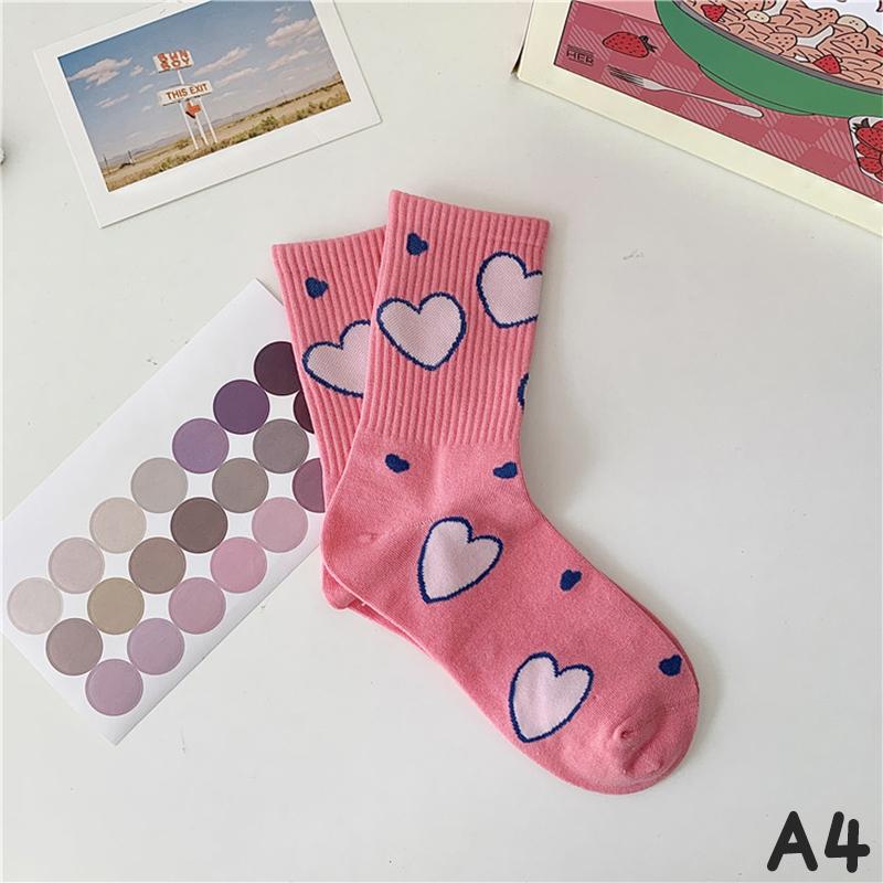2023 Korean  Sweet Woman Socks Cute Love Square Funny Socks Street Hip Hop Skateboarding Happy Socks