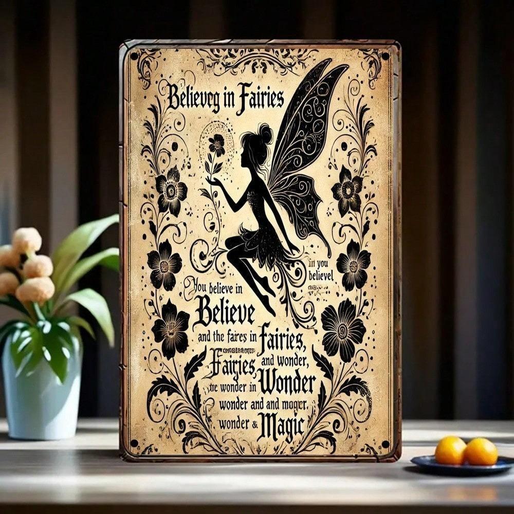 Vintage Fairy Metal Tin Sign Wall Art 8x12 Rustic Iron Decor Home Pub Bar Garden