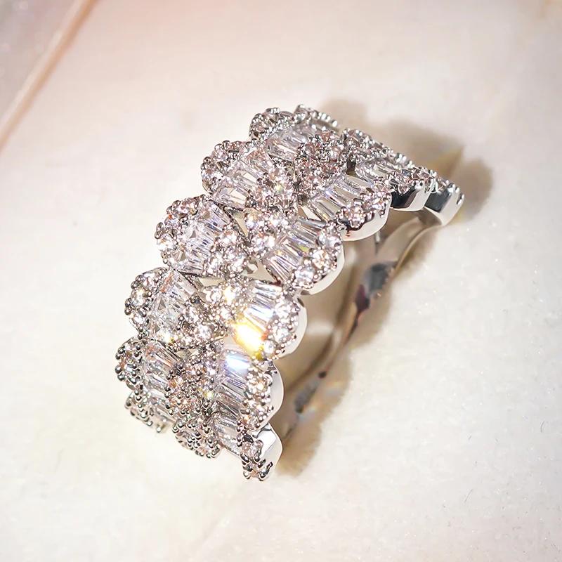 Huitan Aesthetic Design Women Ring Full Sparkling CZ Party Daily Versatile Accessories Fashion Engagement Elegant Lady Jewelry