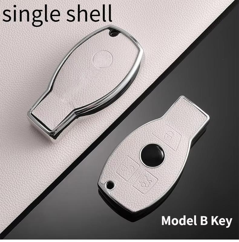 For Mercedes-Benz TPU Car Key Cover E-Class/Class E300L/C260L/A200L Car Key Decorative Leather Pattern All-Pack Protective Case