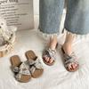 French flat-bottomed cross-word slippers women's summer wear 2025 new fairy style with skirt beach cool slippers