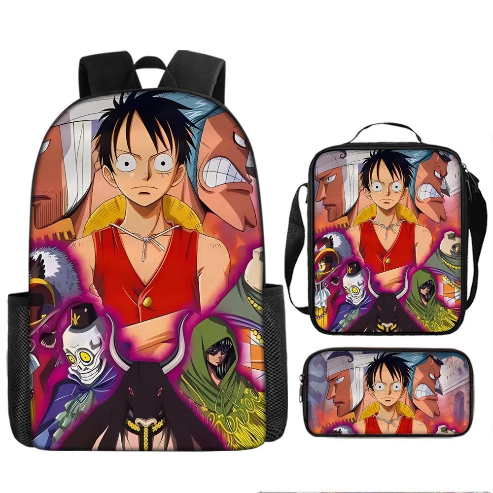 Animation ONE PIECE schoolbag three-piece play peripheral backpack large capacity middle school student outdoor campus computer bag