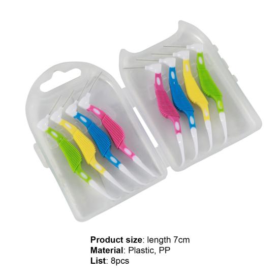 8Pcs/Set Interproximal Brush Remove Teeth Residue Multifunctional PP Hippocampus-shaped Dental Floss Brush for Household