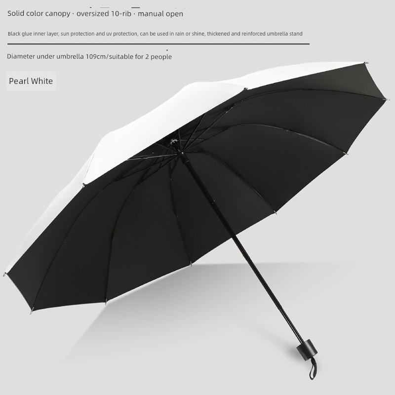 Large Thickened Windproof Reinforced Umbrella for Heavy Rain with Logo, Foldable Dual-Use Black Coating for Sun Protection and Uv Protection