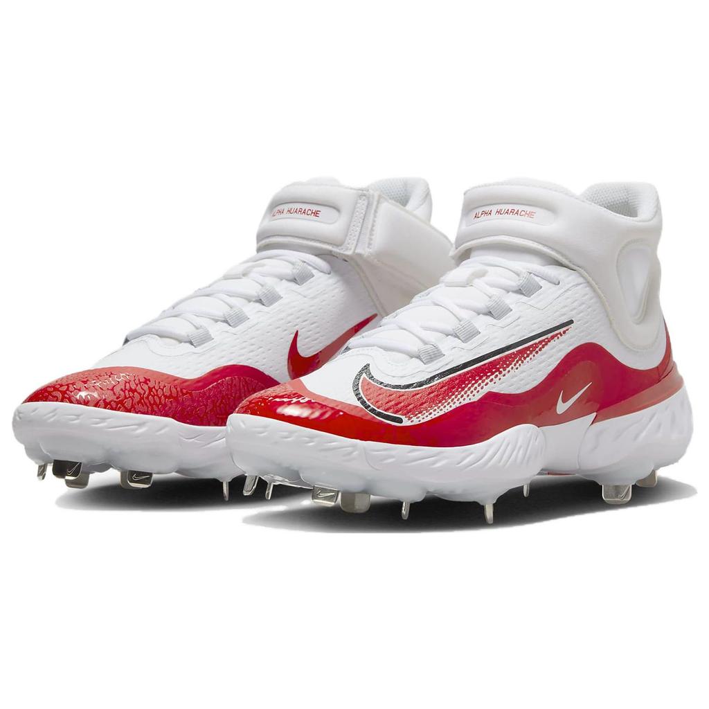 Nike Alpha Huarache Elite 4 Mid Bílá Univerzitní červená Pánské tenisky Černá Modrošedá FD2744-105