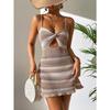 Abito Estivo Sexy da Donna alla Moda a Righe Senza Schiena Stile Vacanza Abiti Copricostume Halter