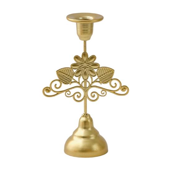 Decorative Vintage Candle Stand Metal Holder, Romantic Candlestick Dinner Table Centerpiece, Retro Style Decor Aged Texture for Wedding Party and Home