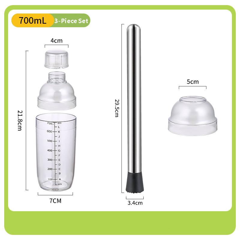 3PCS Cocktail Shaker Set with Scales Drink Shaker for Bartending and Home Bar Boba Tea Shaker Cup Drink Mixed Hand Shaker Tools