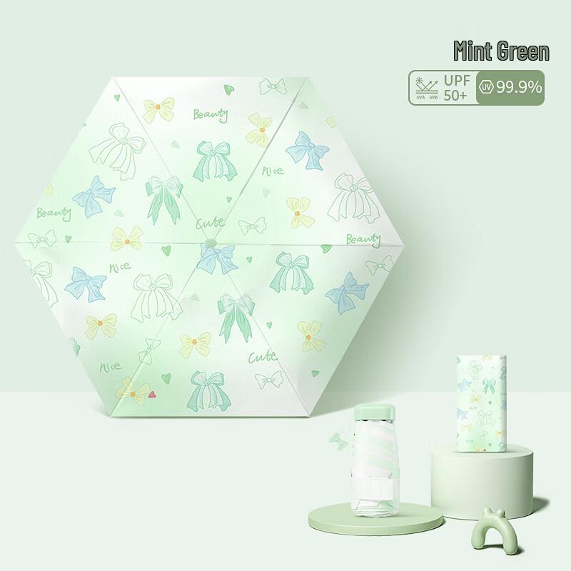 Easily Mini Pocket Six-Fold UV Umbrella with Bow