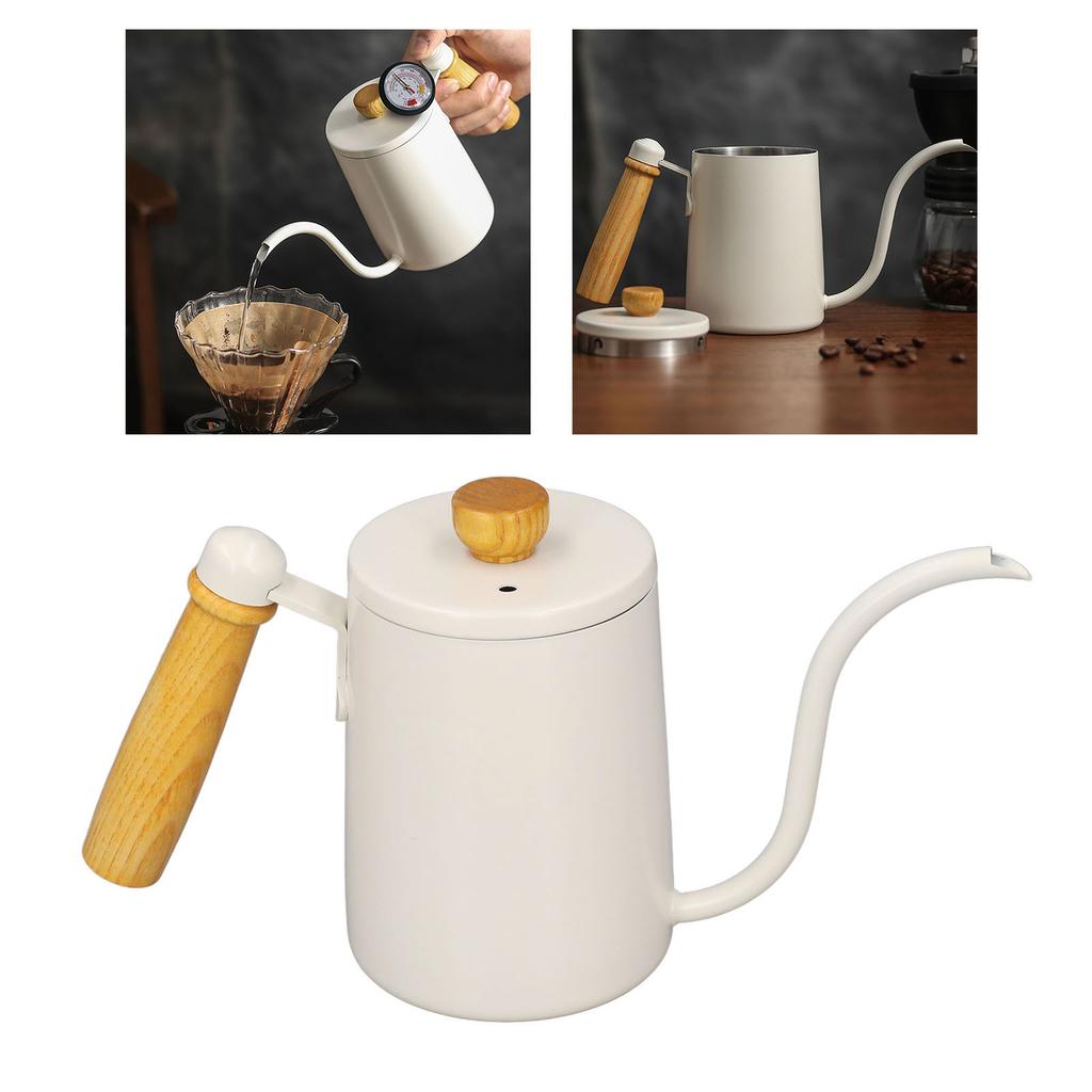 600ml 20oz Pour Over Coffee Kettle Pour Over Kettle Gooseneck Spout Coffee Tea Pot with Wood Handle