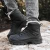 Northeast Herre Svarte Vanntette Sklisikre Høye Snøstøvler - Kuldebestandige, Slitesterke, Fløyelsforede, Bomullssko med Tykk Såle