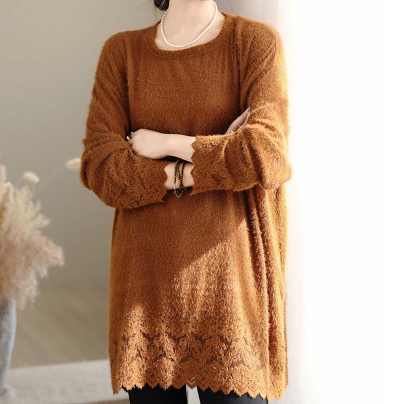 

Топ для женщин Хлопок Осень Зима Утепленный Теплый Эластичный Круглый вырез Кружево Средней длины Большой размер Топ Длинный рукав Оверсайз Топы ONE SIZE оранжевый