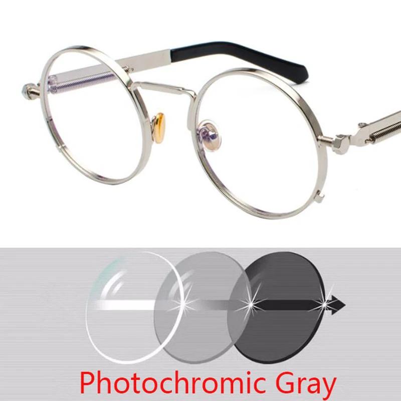 SPH -0.25 -0.5 -1.0 to -6 New Punk Sunglasses Women Round Metal Night Vision Sun Glasses Vintage Men New Spring Glasses Uv400