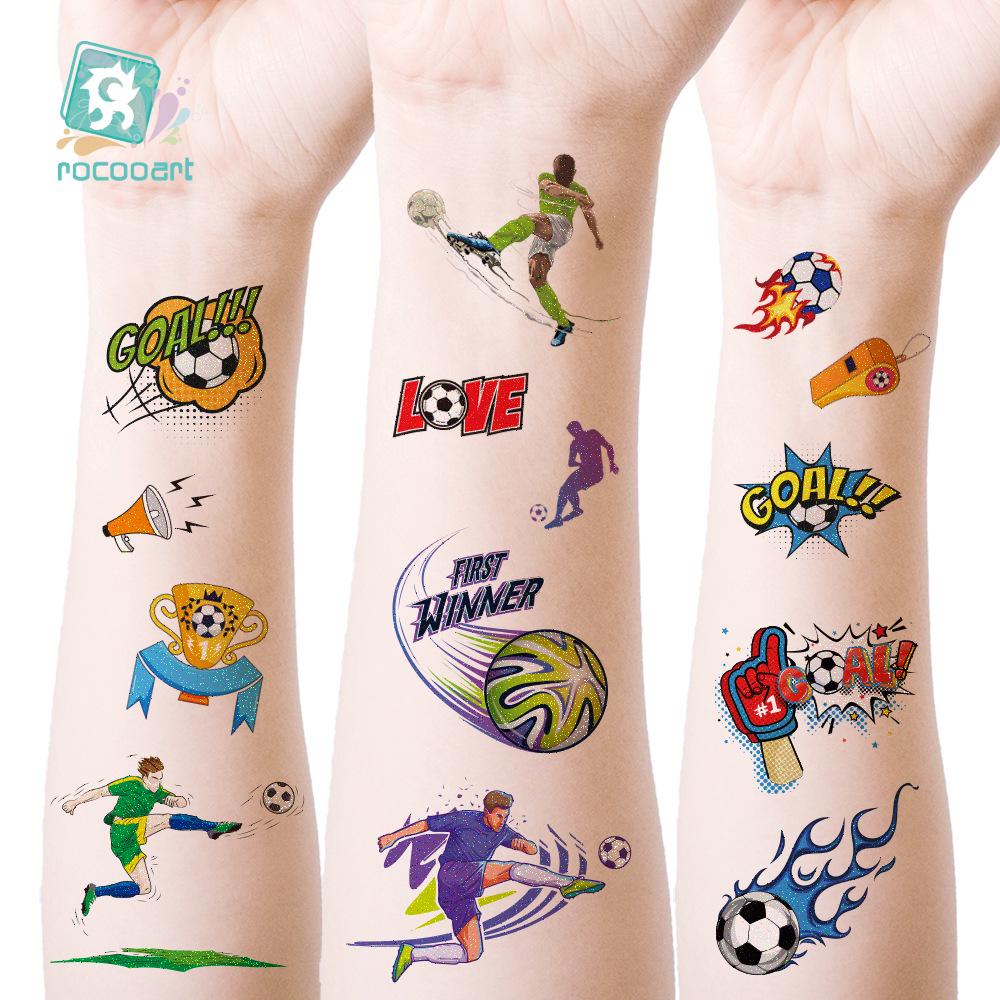 Ruikalong 2026 World Cup Football Glitter Cartoon Waterproof Tattoo Stickers for Kids
