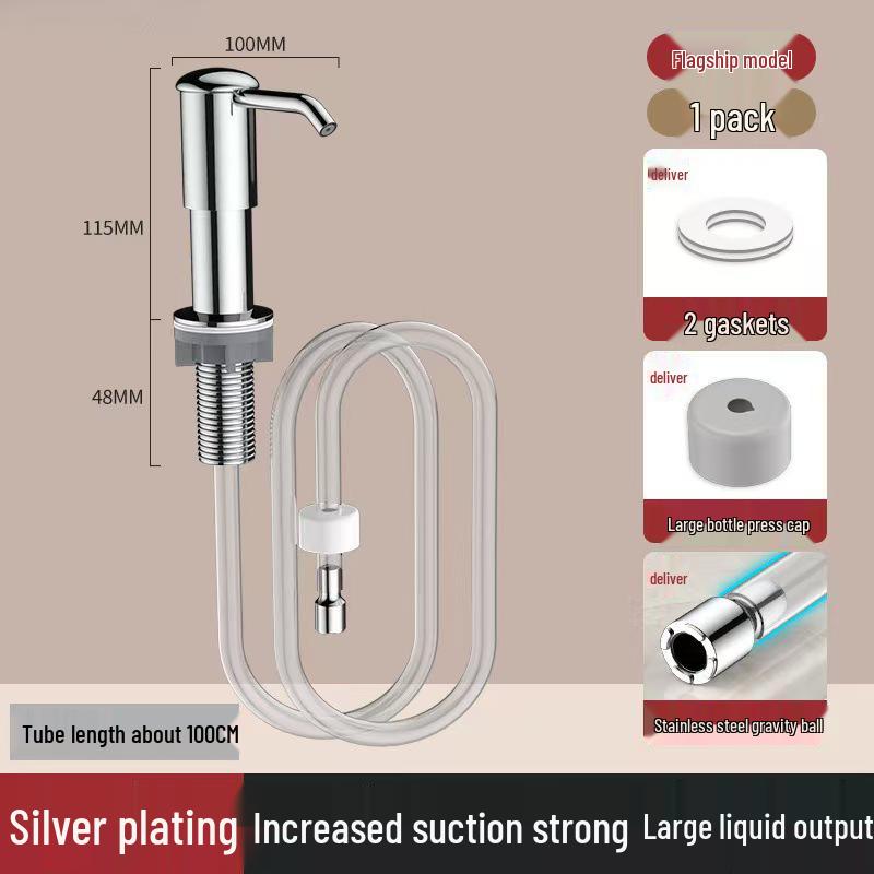 

Stainless Steel Kitchen Soap Dispenser with Extension Tube for Dishwashing and Vegetable Washing