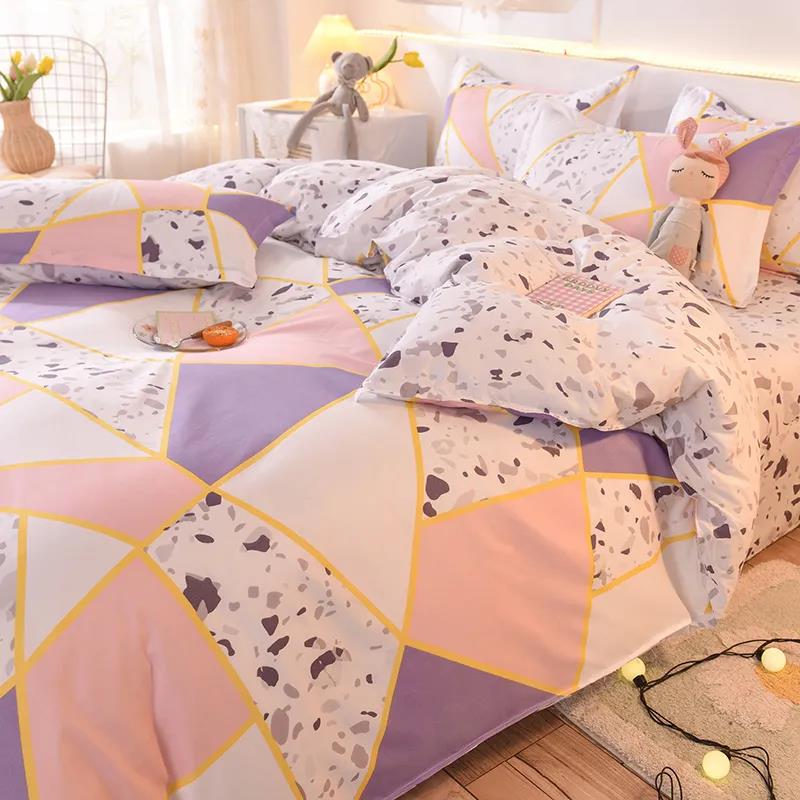 Four-piece Bedding Cotton Quilt Cover Single and Double Cartoon Printing Mattress Cover Bedroom Bed Linen Quilt Cover