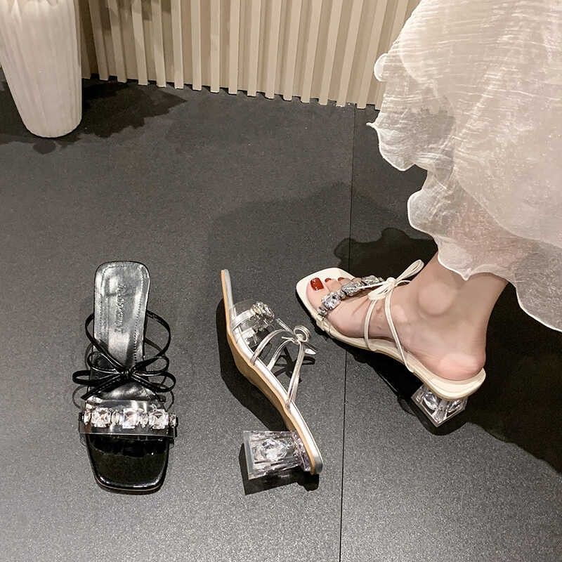 Large Size Sandals Women's Wide Fat Feet Women's Shoes Summer 2025 Summer New High Heels Outer Wear Slippers Low Heel PVC Sandals