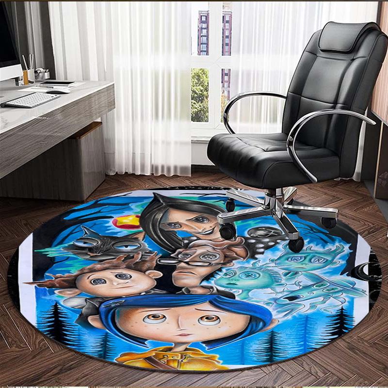 Coraline Print Round Rug, Washable Floor Carpet, For Entryway Dorm Laundry Room Office Study, Home Decor Birthday Christmas Gift