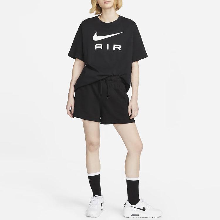 Nike Logo Print Round Neck Loose Casual Breathable Short Sleeve T-Shirt Women Tops Black DX7919-010