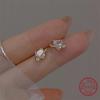 Mini Delicate 925 Silver Hypoallergenic Stud Earrings With Heart Planet Design Zircon Inlaid Pretty Valentine's Day