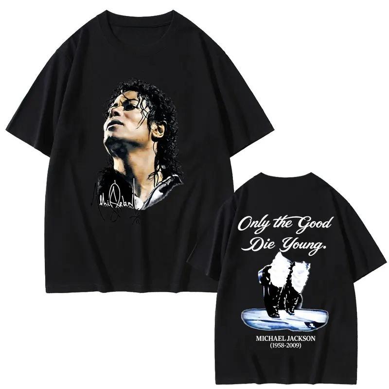 

Michael Jackson King of Pop Tshirt Unisex Vintage Gothic Rock T Shirts Punk Oversized Short Sleeve Casual Streetwear Tshirts S