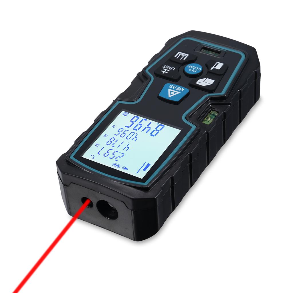 Handheld Laser Measure Rangefinder, Dual Level Bubble Infrared Laser Distance Meter Backlit LCD
