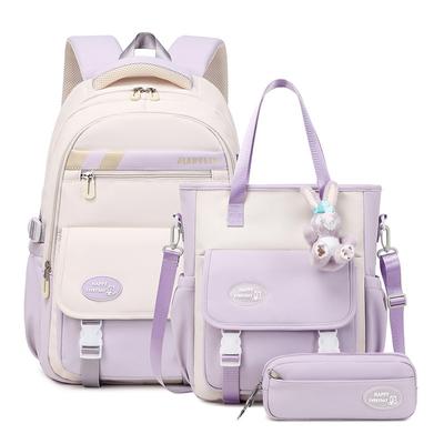 Cute Student Backpack 3pcs/set Primary Schoolbag Harajuku Student Backpack Teenage Girls Handbag Large Capacity Rucksack