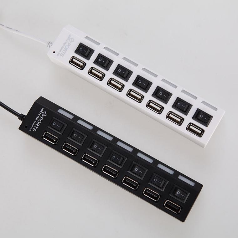 7-Port USB Hub with Individual Switches - Hub Expansion Splitter