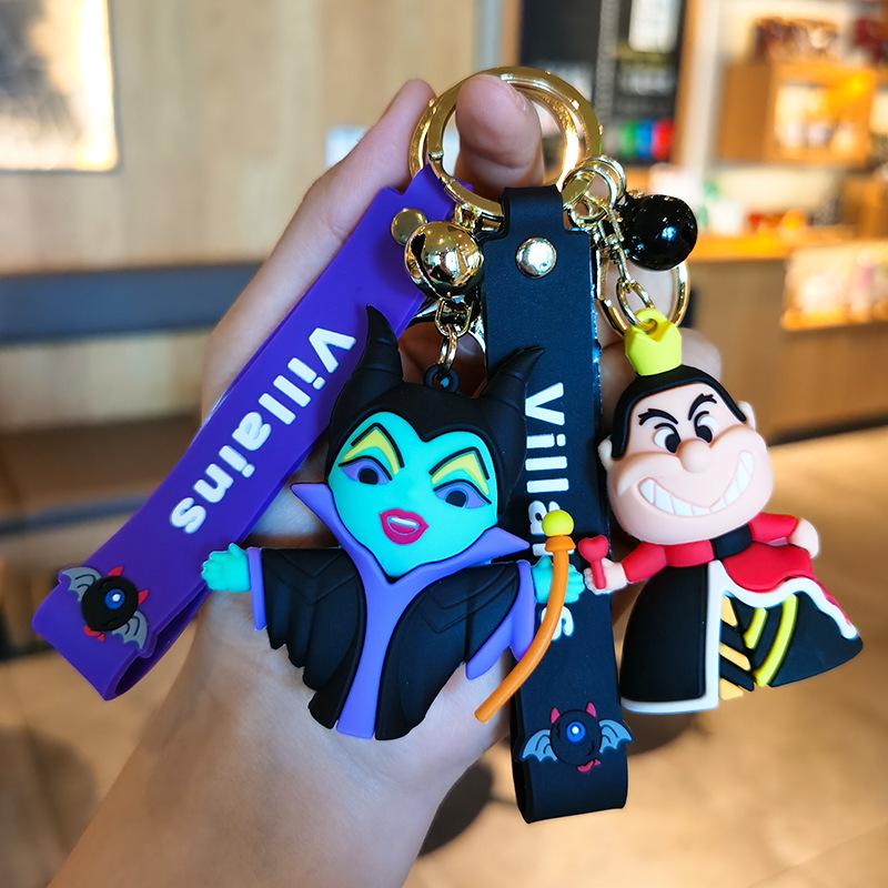 Cute Cartoon Witch Silicone Keychain Pendant Doll - Evil Villain Design for Car Keys and Bag Ornament