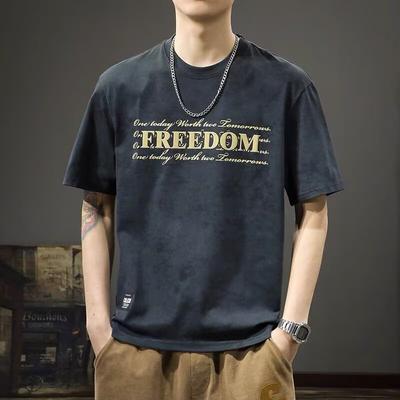 American Short-Sleeved T-Shirt Men'S Trendy Brand Fashion Retro Half-Sleeved Thin Casual Versatile Top