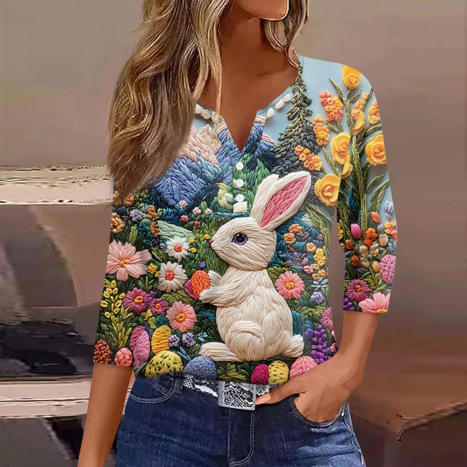 

Жен. Футболка С принтом Пуговицы Рукав 3/4 Повседневные Выходные Мода Классический Классический V-образный вырез Обычный Верх M зелёный