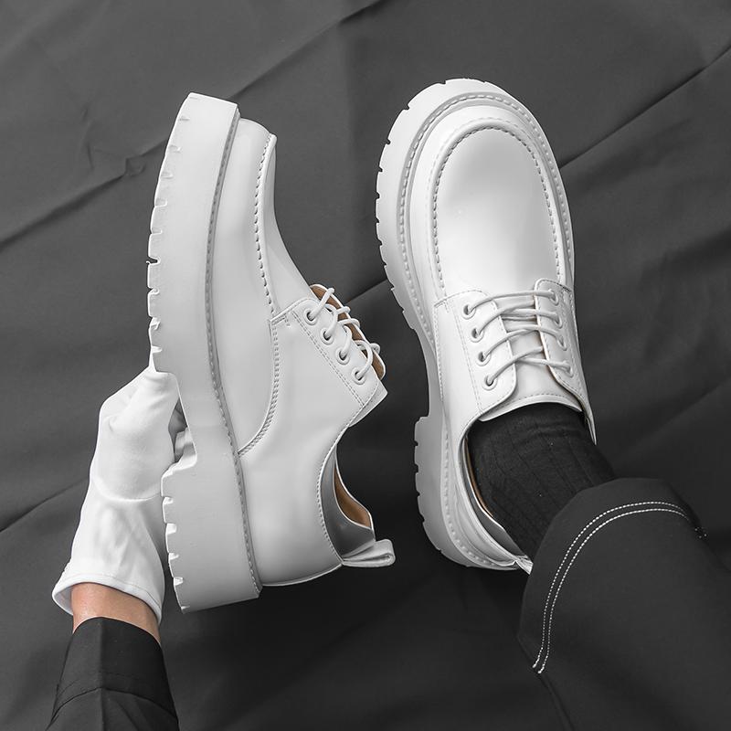 Fashion New Thick Soled Casual Men's Leather Shoes Minimalist British Style Design Leisure Office and Business Adult Suit Shoes -46