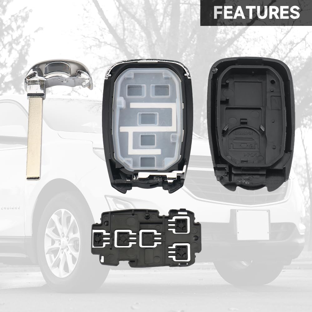 Key Fob Cover Shell Case Replacement 5 Buttons Key Fob Remote Control Shell Case - Compatible for Chevrolet Equinox 2018- for Chevrolet Blazer - -