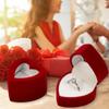 Fashionable Romance Heart Shape Flocking Rings Case Wedding Proposal Jewelry Gifts Box Storage Solution Organizers
