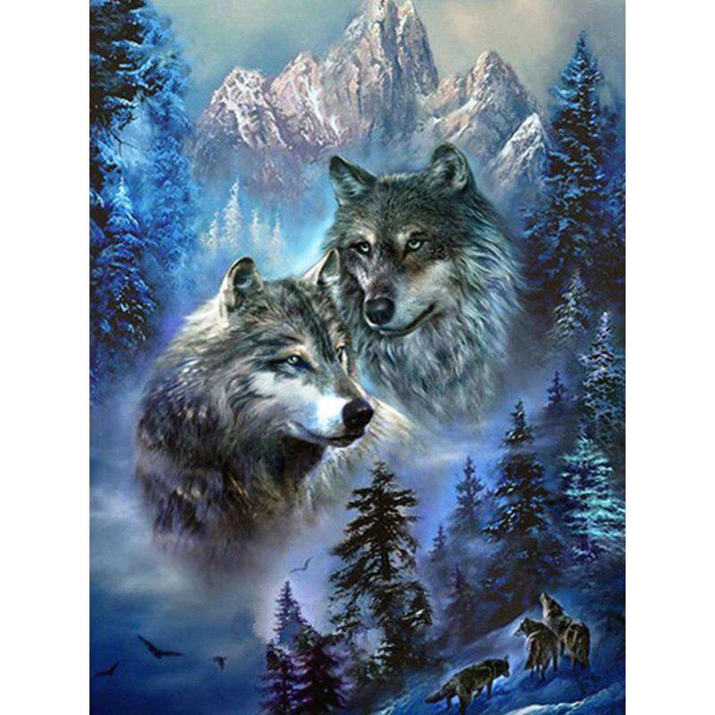 Diy Wolf 5D Diamond Painting Full Round Drill Animals Diamond Embroidery Cross Stitch Mosaic Rhinestone Wall Art Home Decor