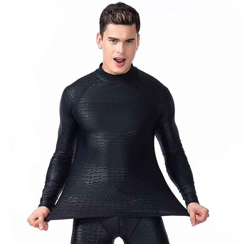 Long Sleeve Rash Guard Men Swimwear Shirts Sun Protective Lycra Surf Wetsuit Tops Snorkel Swimming Windsurfing Rashguard
