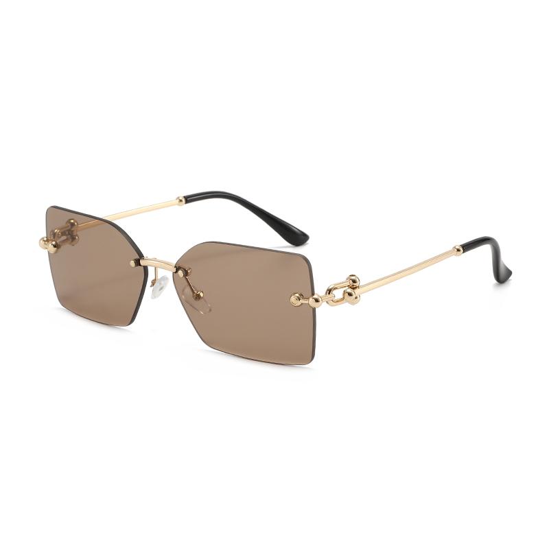 New Square Metal Frameless Sunglasses for Men and Women Fashion Trendy Outdoor Sunscreen Sunshade Glasses
