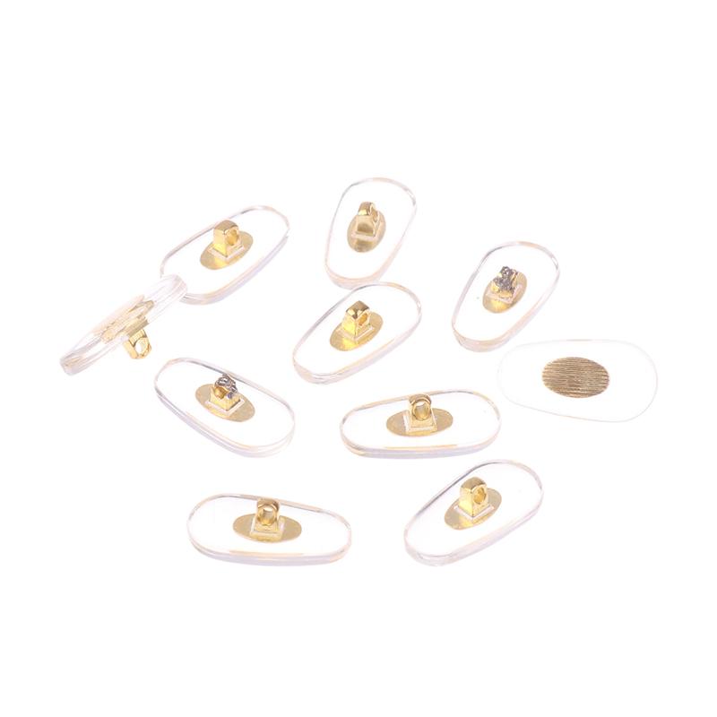 10Pairs Gold Silver Transparent Silicone Screw On Nose Pads Metal Core Brace For Glasses Support Eyewear Accessories
