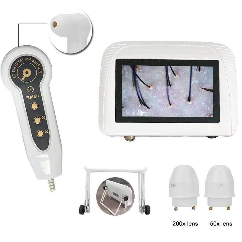 50X/200X Haarfollikel Kopfhaut Analyzer Erkennung Vergrößerungsmikroskop LCD Digital Dermatoskop Kopfhaut Haar Detektor Tester