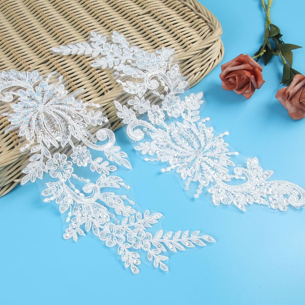 Embroidery Car Bone Pair Flower Wedding Dress Evening Dress Children'S Princess Dress Patch Pair Flower Bride Headdress Jewelry Headband Accessories