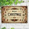 Vintage Merry Christmas Metal Tin Sign 11.9"x7.9", Rustic 2D Flat Wall Decor with Festive Motifs Indoor/Outdoor