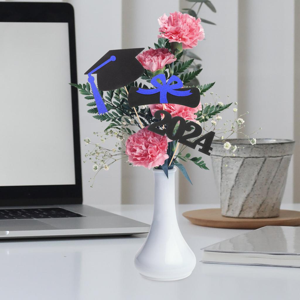 5Set Graduation Table Picks Vase Decorations Paper Wood Grad Party Centerpieces Photo Props Graduation Vase Decor Grad Table