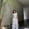 Camiseta con Lazo de Mariposa de Encaje Verano Mujer Blanca Oversize Diseñador Algodón