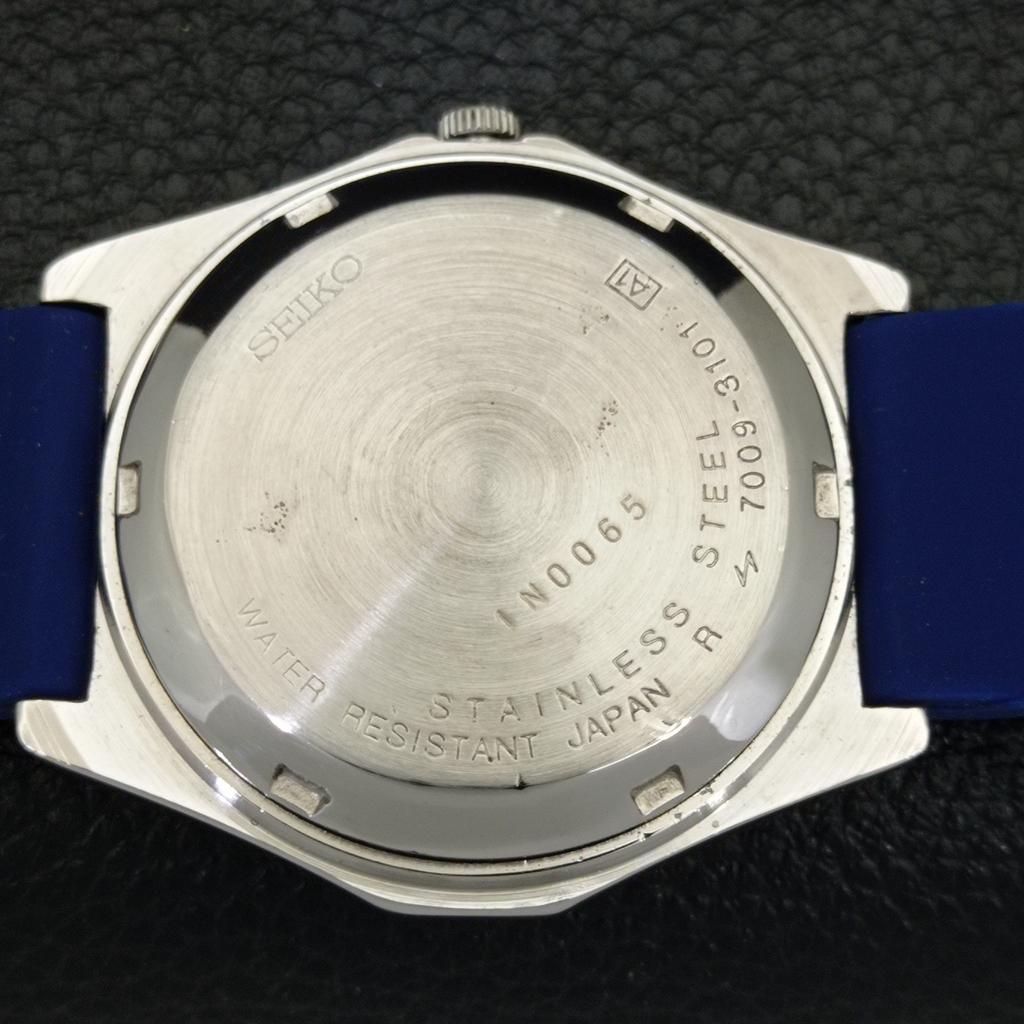 USED VINTAGE SEIKO 5 AUTOMATIC 7009A JAPAN MENS BLUE COLOR DIAL WATCH A433560-2 R117-a433560