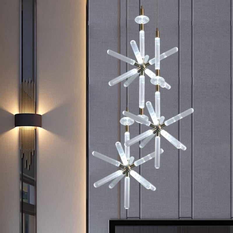 Rice-shaped Glass Chandelier, Snowflake Suspension Lamp, Art Lamp, Used In Living Room, Bedroom, Hotel Lobby, Led Indoor Lamp