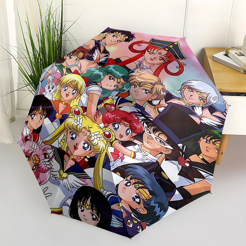 1pc Sailor Moon Umbrella Automatic Opening Closing, Portable Tri-Fold Design, 8-Rib Iron Frame, Outdoor Umbrella, Ideal Gift for Fans, Travelers, Dail
