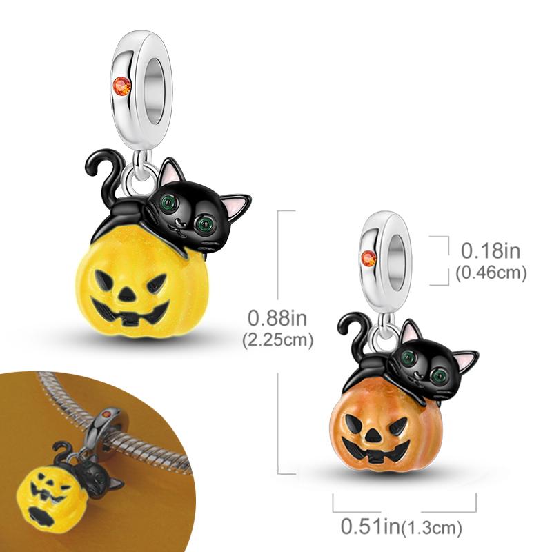 New Halloween Pumpkin Skull Witch Charm Bead Copper Fit Original Charms Bracelet Pendants Halloween Gift Diy