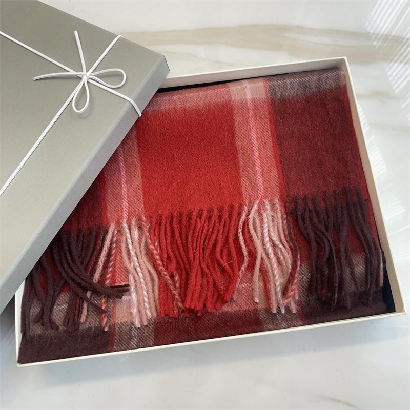 100% Reine Wolle Blauer Karoschal - Warmer, Vielseitiger Halswärmer für den Winter